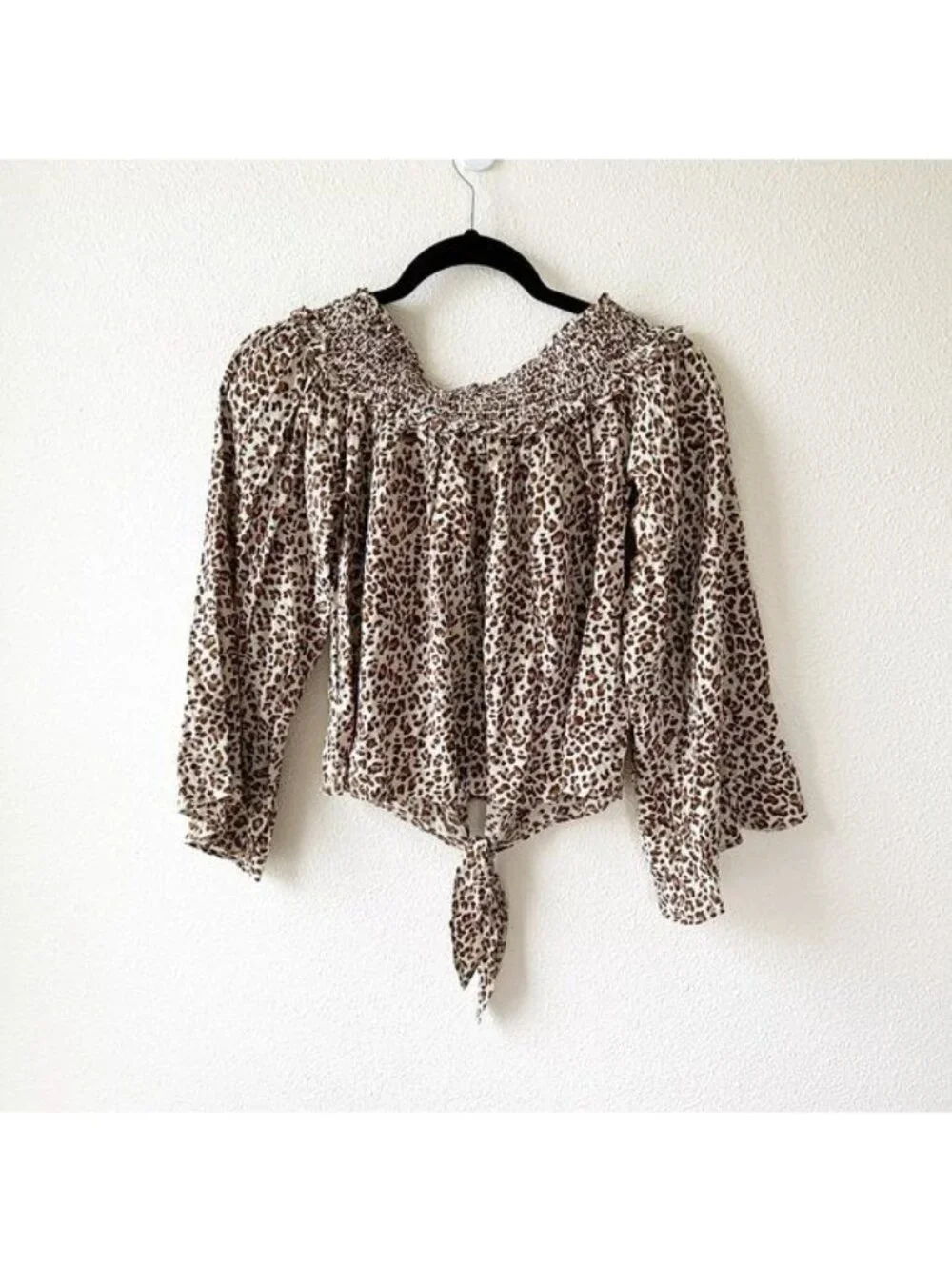 Free People Movement Beige Smocked Off The Shoulder Top S